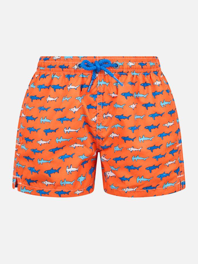 Mc2 Saint Barth Costume da bagno da bambino in tessuto leggero Jean Lighting con stampa squali