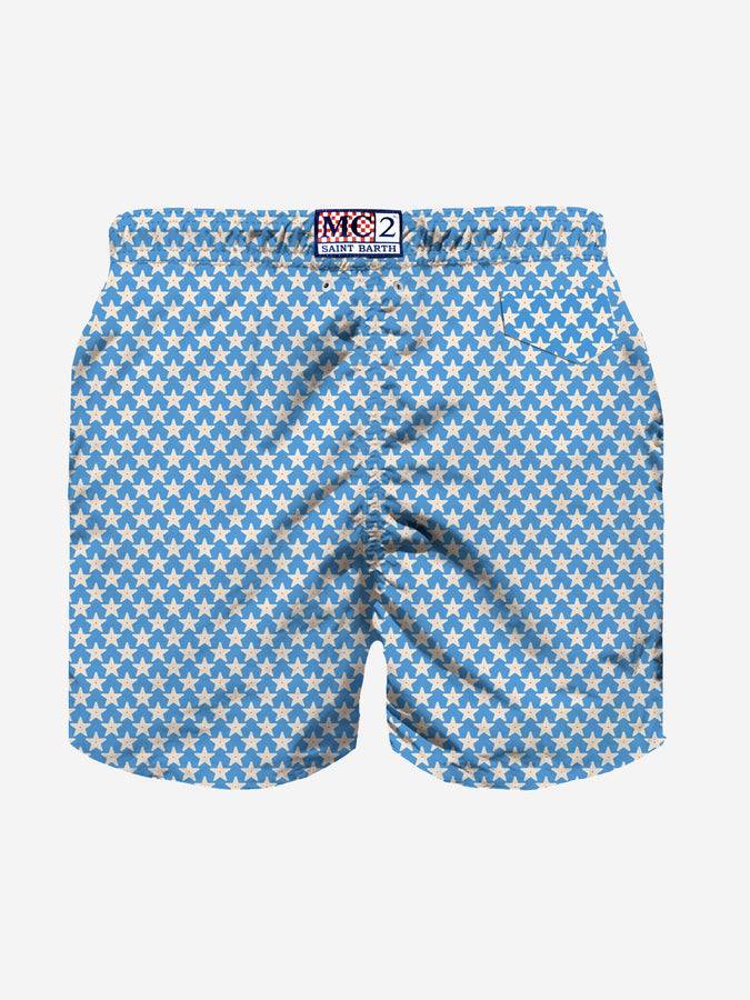 Mc2 Saint Barth Costume Da Bagno Da Bambino In Tessuto Leggero Jean Lighting 70 Con Stampa Stelle Marine