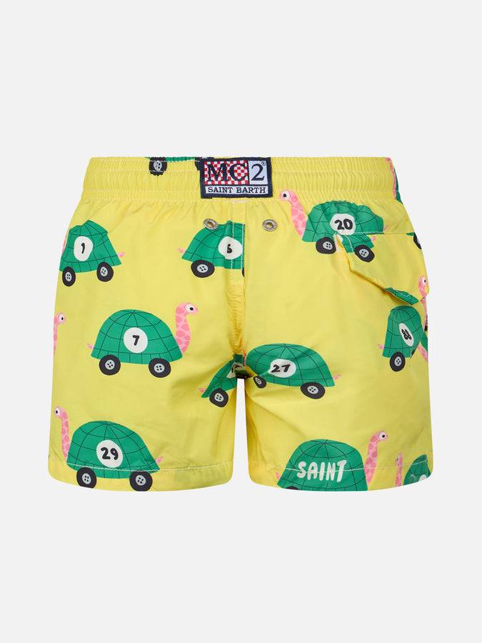 Mc2 Saint Barth Costume Da Bagno Da Bambino In Tessuto Leggero Jean Lighting Con Stampa Tartaruga