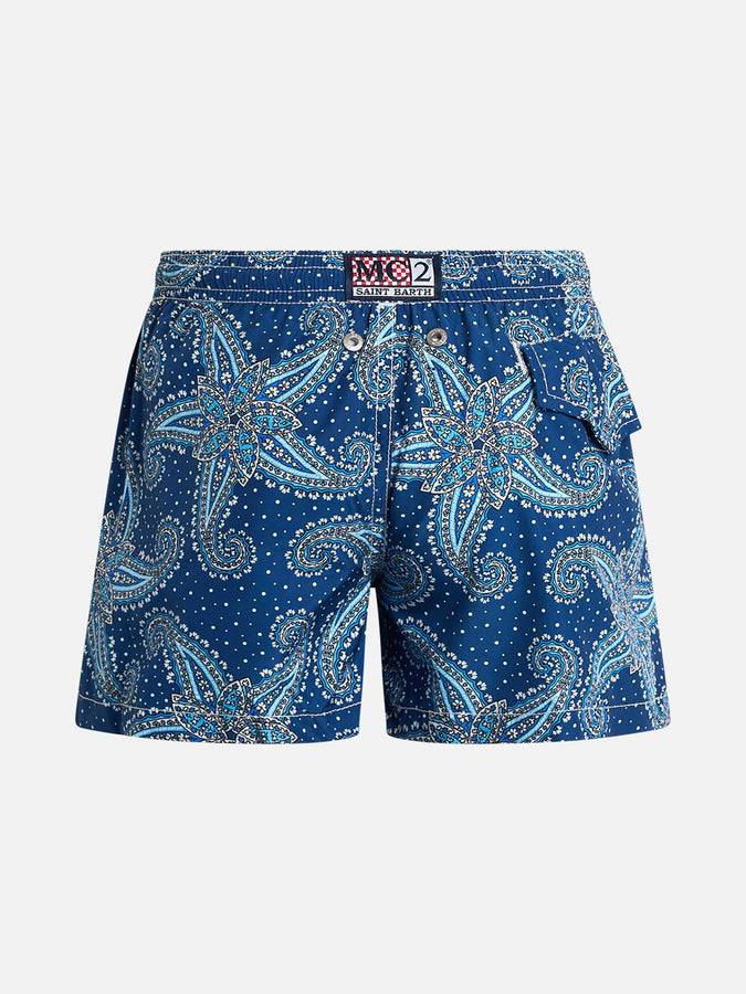 Mc2 Saint Barth Costume Da Bagno Da Bambino In Tessuto Leggero Jean Lighting 70 Con Stampa Paisley