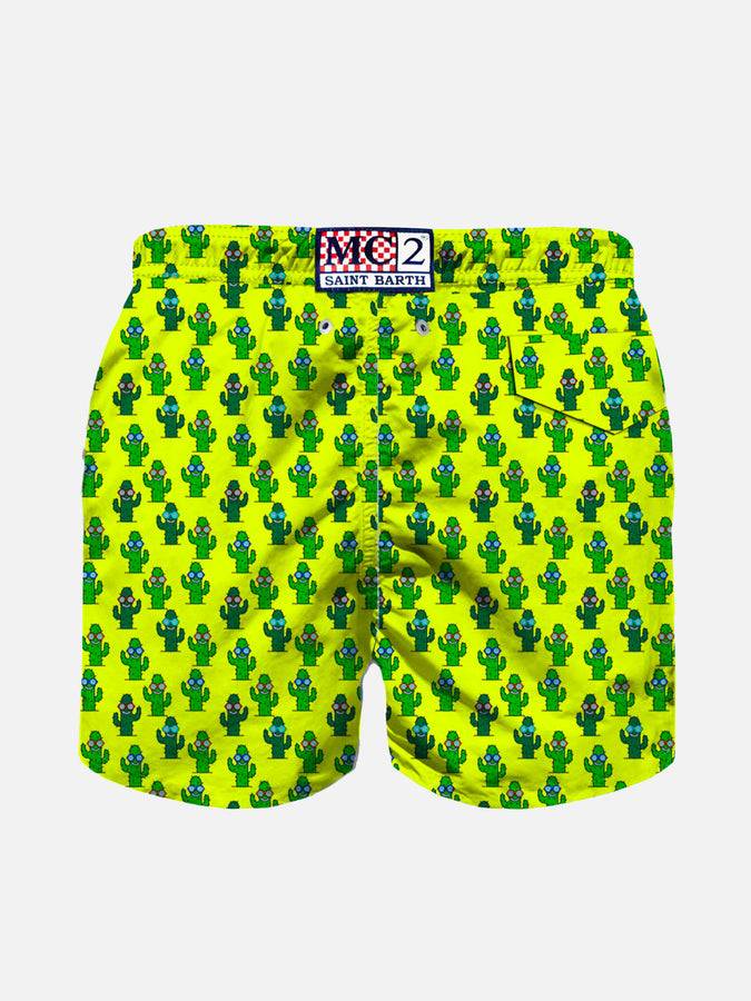 Mc2 Saint Barth Costume Da Bagno Da Bambino In Tessuto Leggero Stampa Cactus