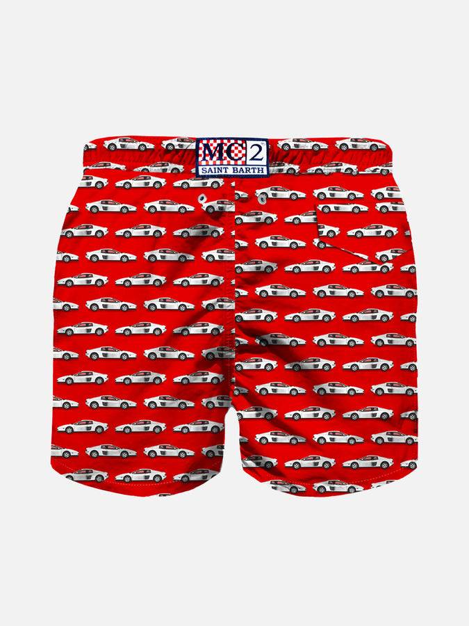Mc2 Saint Barth Costume Da Bagno Da Bambino In Tessuto Leggero Stampa Auto Sportiva