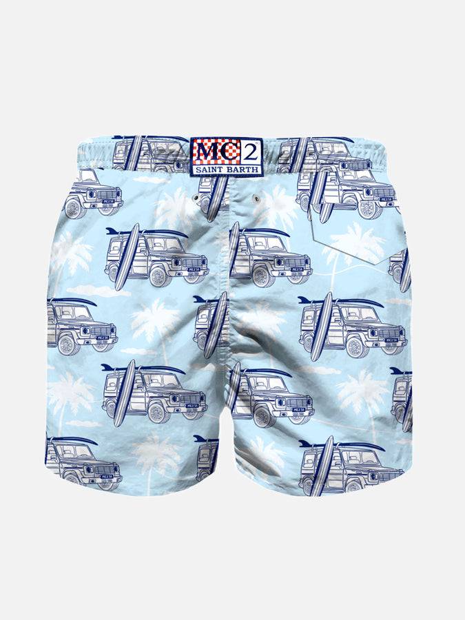 Mc2 Saint Barth Costume Da Bagno Da Bambino In Tessuto Leggero Stampa Jeep