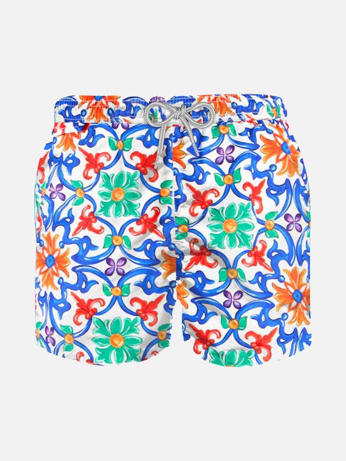 Mc2 Saint Barth Costume da bagno da bambino in tessuto leggero stampa maiolica