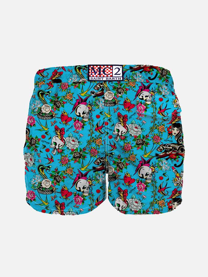Mc2 Saint Barth Costume Da Bagno Da Bambino In Tessuto Leggero Stampa Tattoo