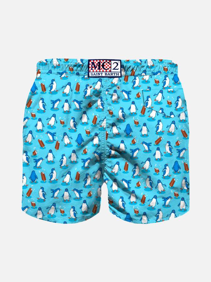 Mc2 Saint Barth Costume Da Bagno Da Bambino Leggero Con Micro Pinguini