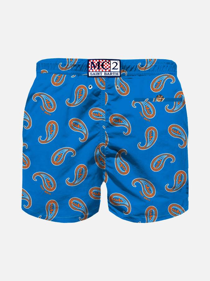Mc2 Saint Barth Costume Da Bagno Da Bambino Stampa Paisley Bluette