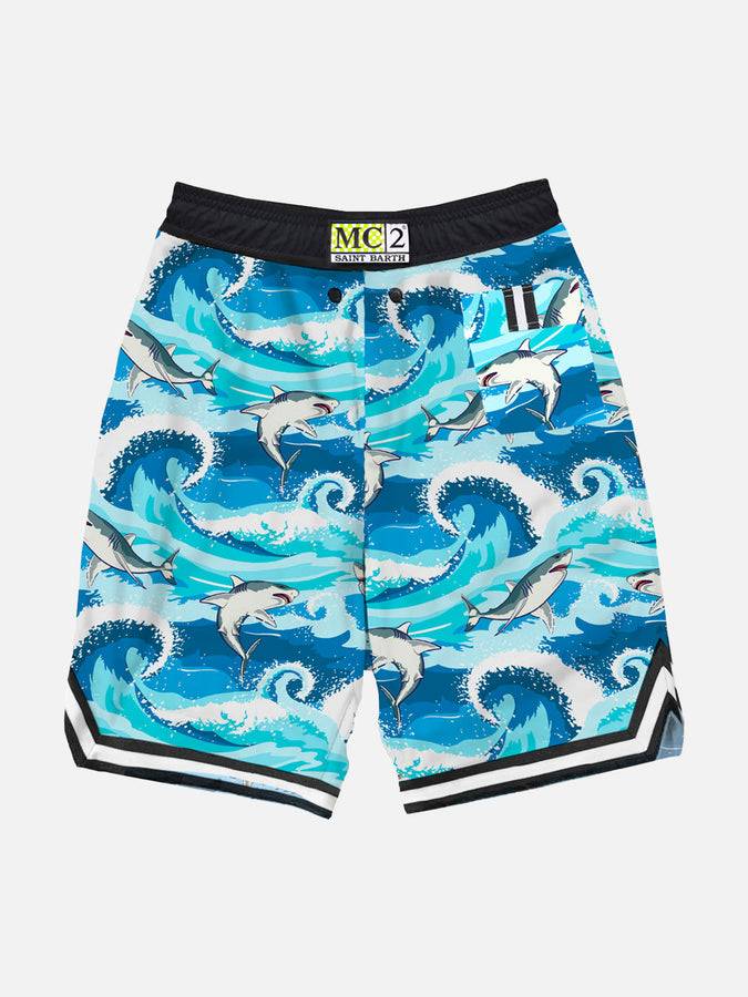 Mc2 Saint Barth Costume Da Bagno Da Bambino Stampa Squalo Stile Surf