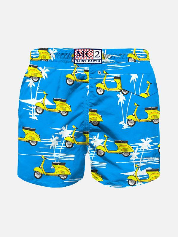 Mc2 Saint Barth Costume Da Bagno Da Bambino Stampa Vespa E Palme | Vespa® Edizione Speciale