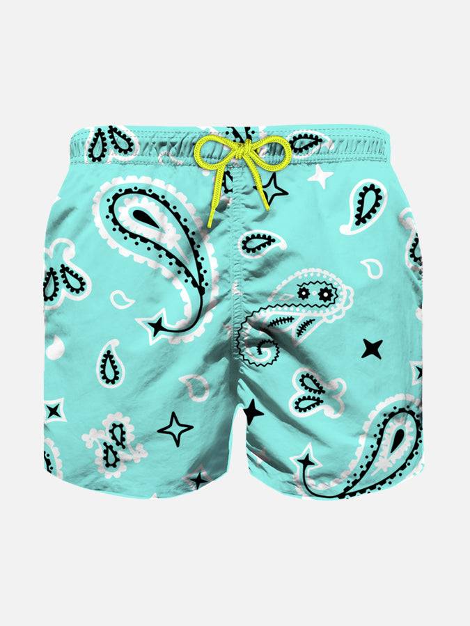 Mc2 Saint Barth Costume da bagno da bambino verde acqua con fantasia bandana