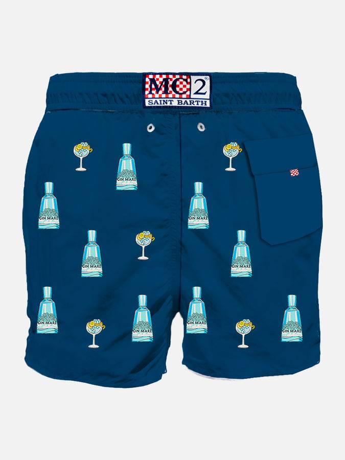 Mc2 Saint Barth Costume Da Bagno Da Uomo Blu Classico Con Stampa Gin Mare | @GIN MARE EDIZIONE SPECIALE