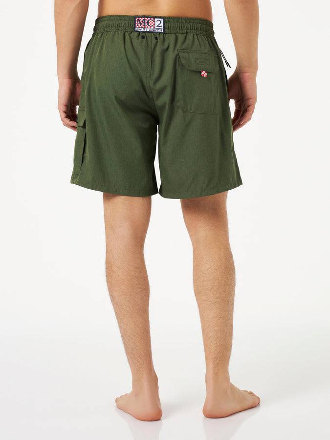 Mc2 Saint Barth Costume Da Bagno Da Uomo Comfort Ed Elasticizzato Colore Verde Militare