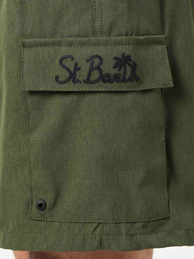 Mc2 Saint Barth Costume Da Bagno Da Uomo Comfort Ed Elasticizzato Colore Verde Militare