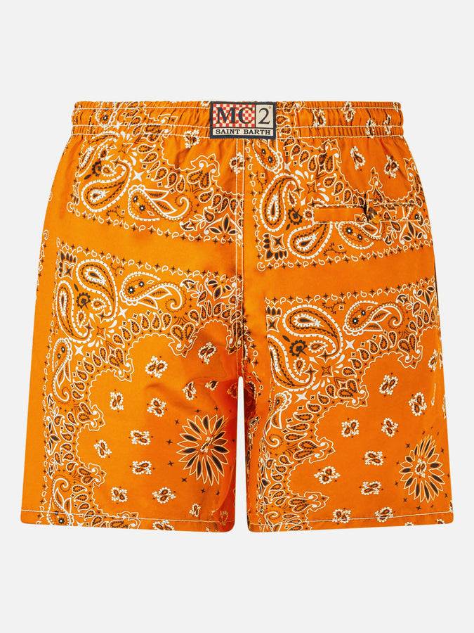 Mc2 Saint Barth Costume Da Bagno Da Uomo Con Stampa Bandana Arancione