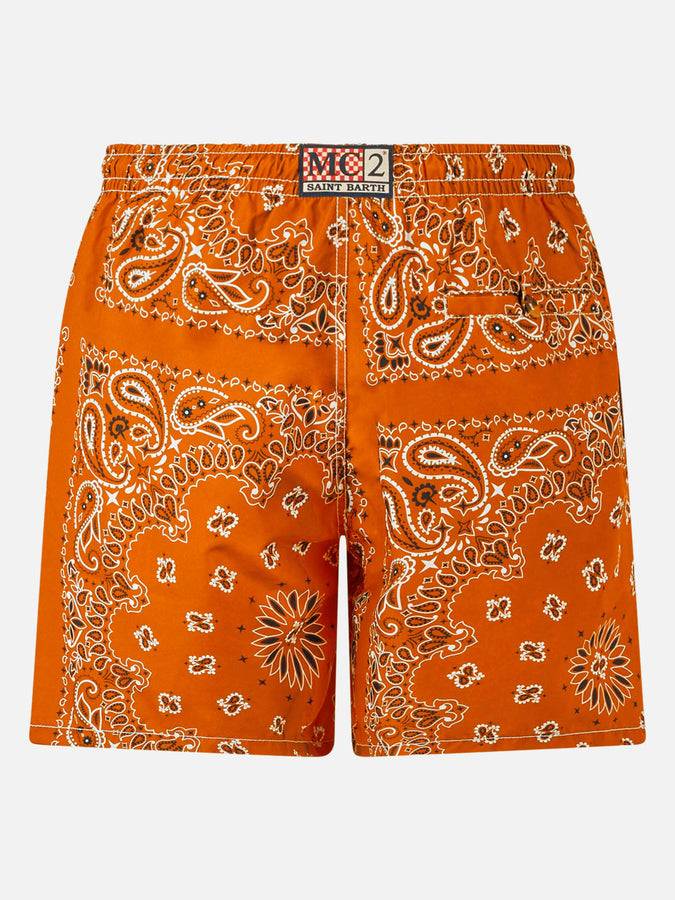Mc2 Saint Barth Costume Da Bagno Da Uomo Con Stampa Bandana Arancione