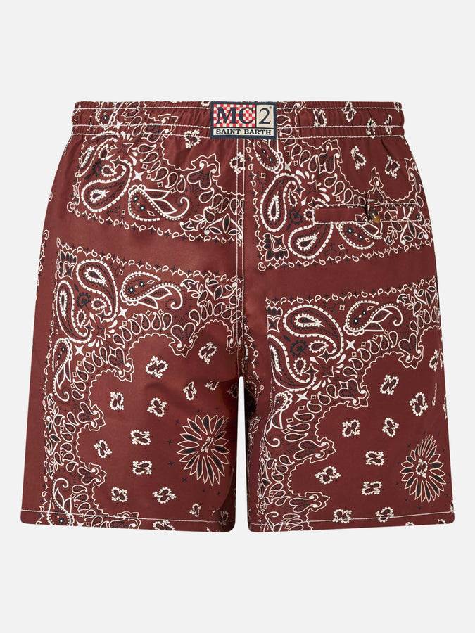 Mc2 Saint Barth Costume Da Bagno Da Uomo Con Stampa Bandana Bordeaux