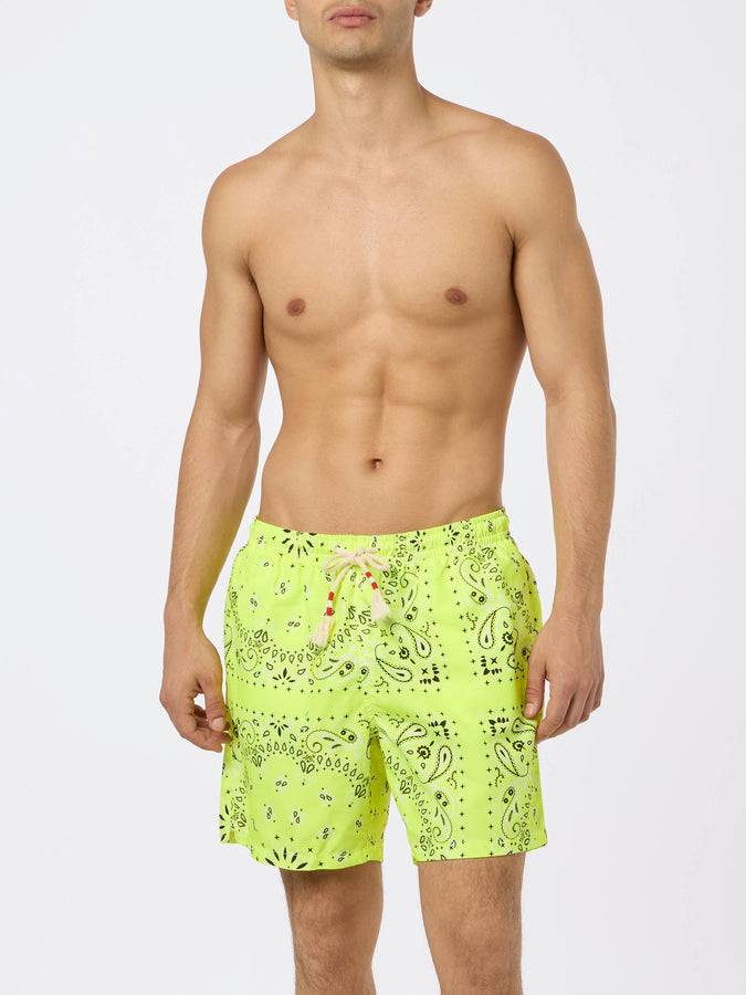 Mc2 Saint Barth Costume Da Bagno Da Uomo Con Stampa Bandana Giallo Fluo
