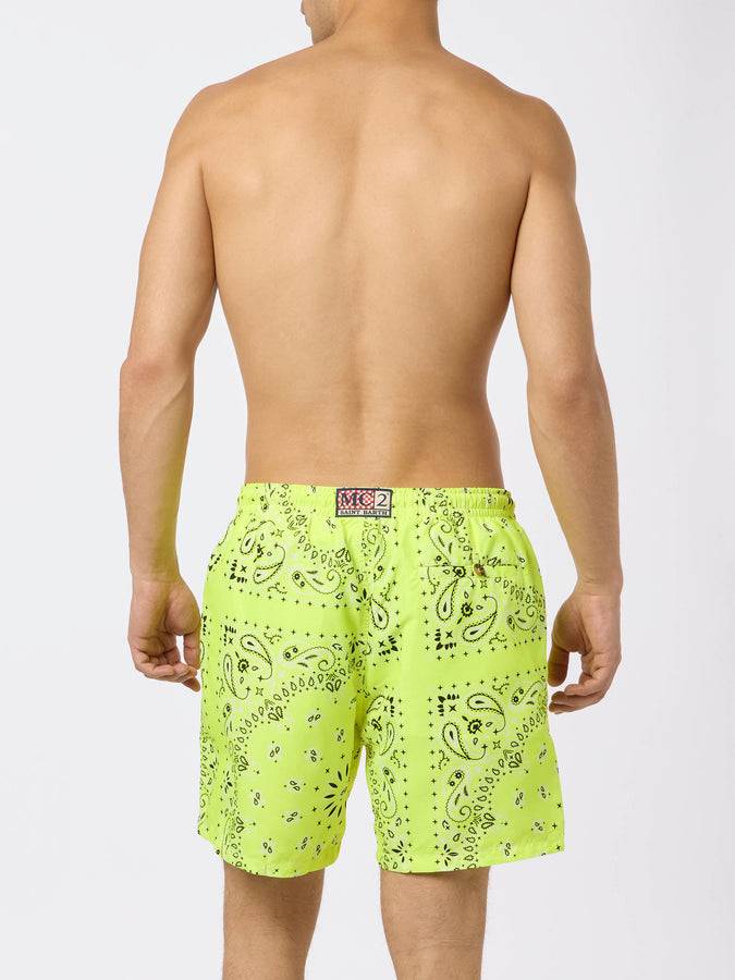 Mc2 Saint Barth Costume Da Bagno Da Uomo Con Stampa Bandana Giallo Fluo
