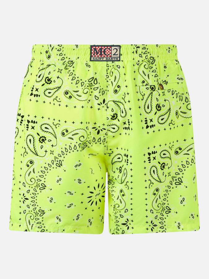 Mc2 Saint Barth Costume Da Bagno Da Uomo Con Stampa Bandana Giallo Fluo