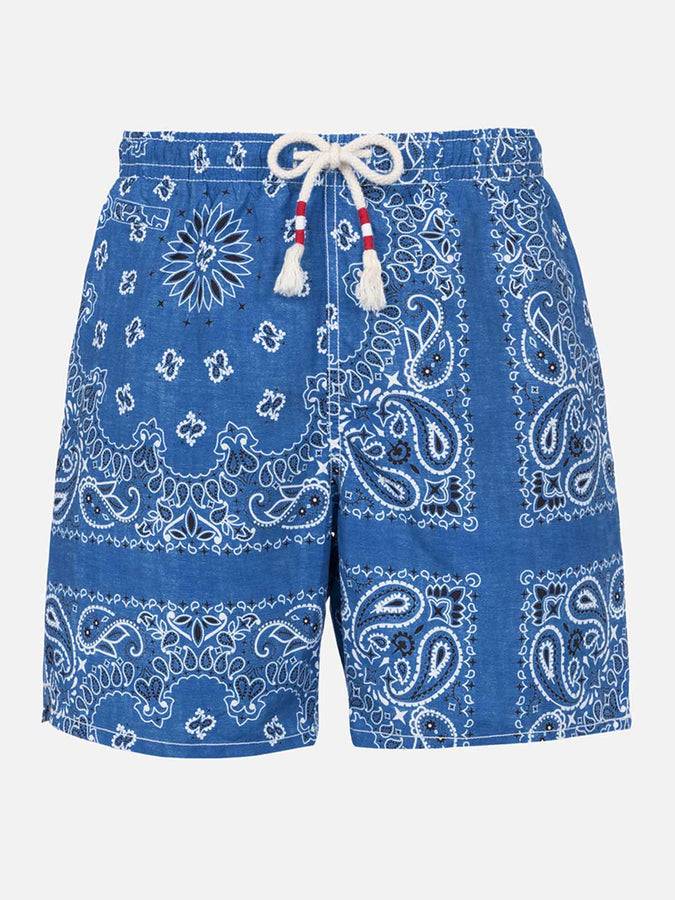 Mc2 Saint Barth Costume da bagno da uomo con stampa bandana in denim