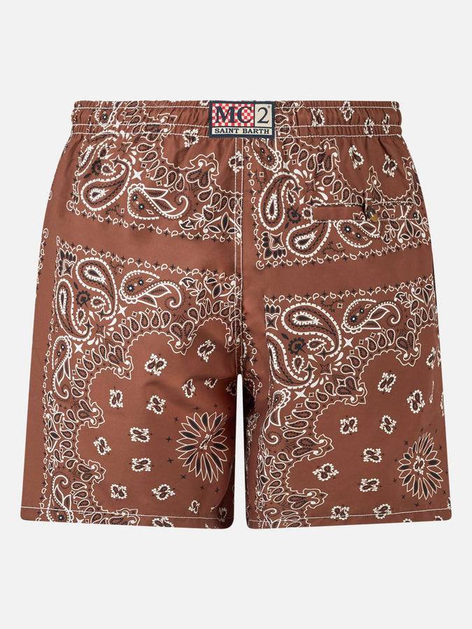 Mc2 Saint Barth Costume Da Bagno Da Uomo Con Stampa Bandana Marrone