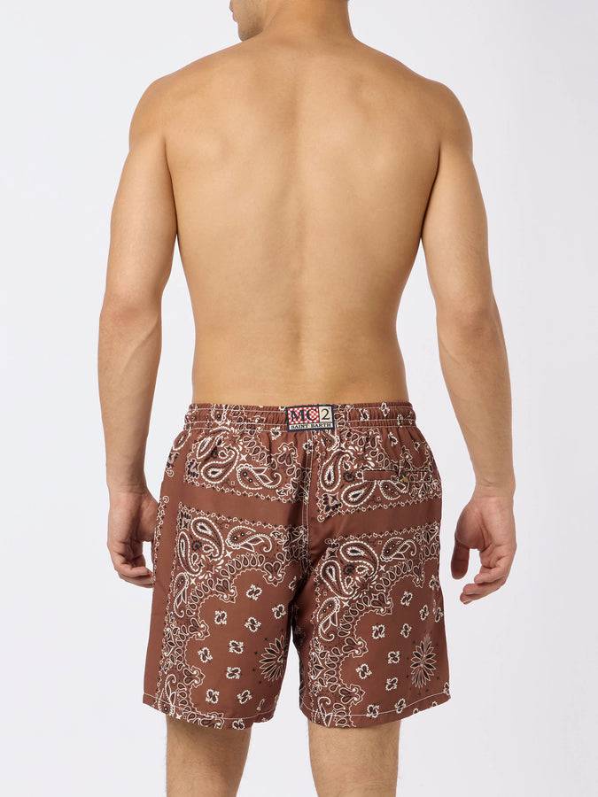 Mc2 Saint Barth Costume Da Bagno Da Uomo Con Stampa Bandana Marrone