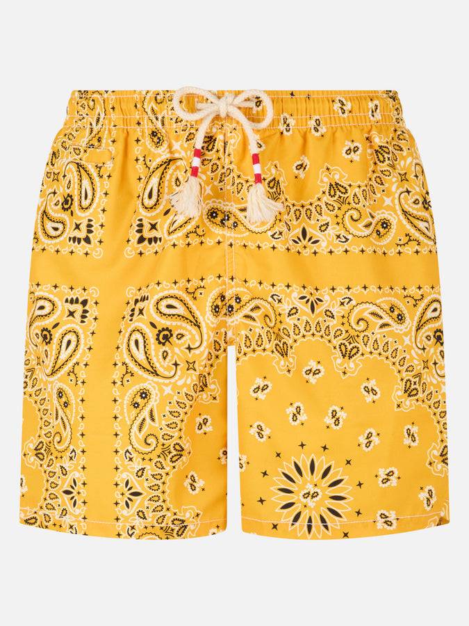 Mc2 Saint Barth Costume da bagno da uomo con stampa bandana ocra