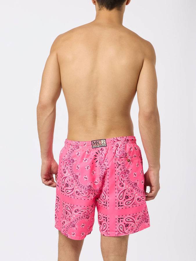 Mc2 Saint Barth Costume Da Bagno Da Uomo Con Stampa Bandana Rosa