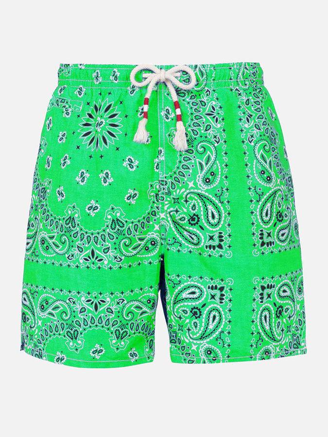 Mc2 Saint Barth Costume da bagno da uomo con stampa bandana verde