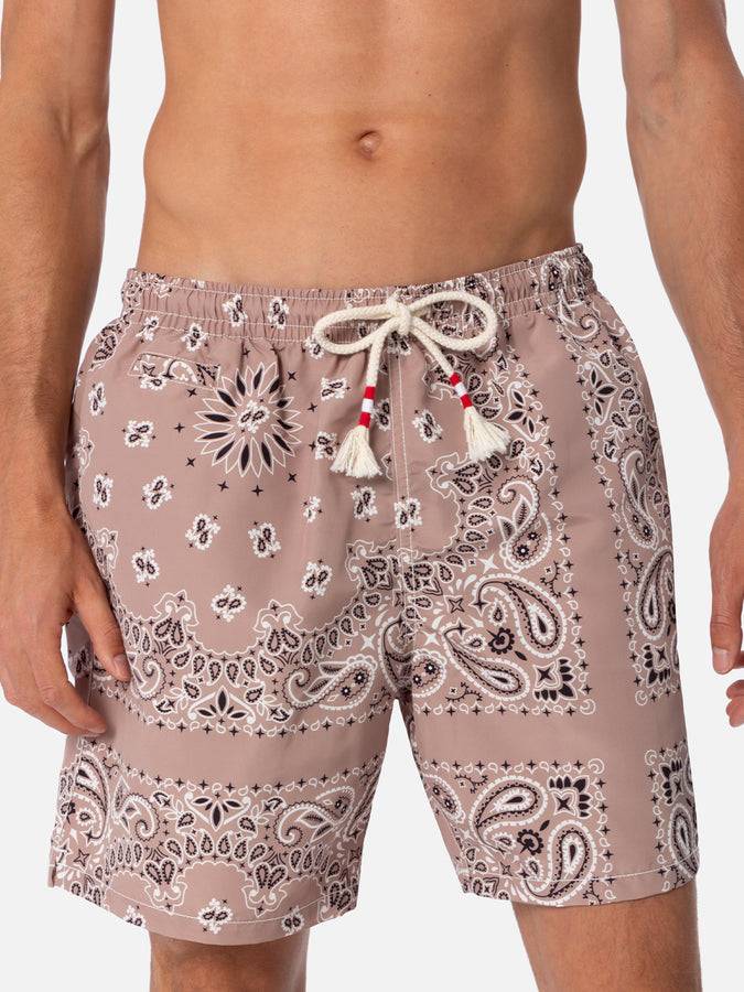 Mc2 Saint Barth Costume Da Bagno Da Uomo Di Media Lunghezza Bandana Beige Caprese