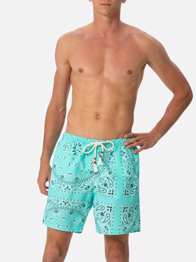 Mc2 Saint Barth Costume Da Bagno Da Uomo Di Media Lunghezza Bandana Verde Acqua Caprese