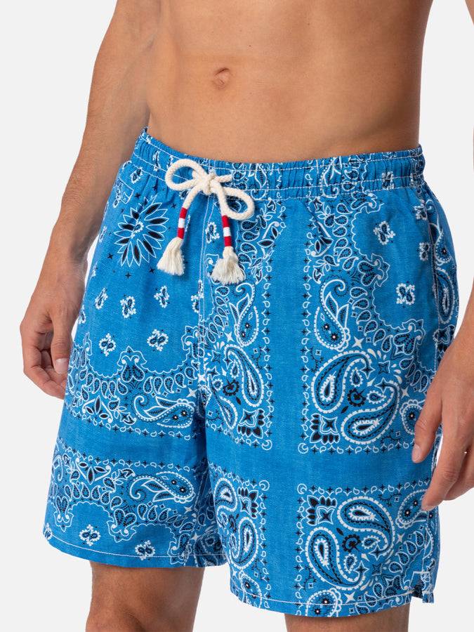 Mc2 Saint Barth Costume Da Bagno Da Uomo Di Media Lunghezza Bandana In Denim Caprese