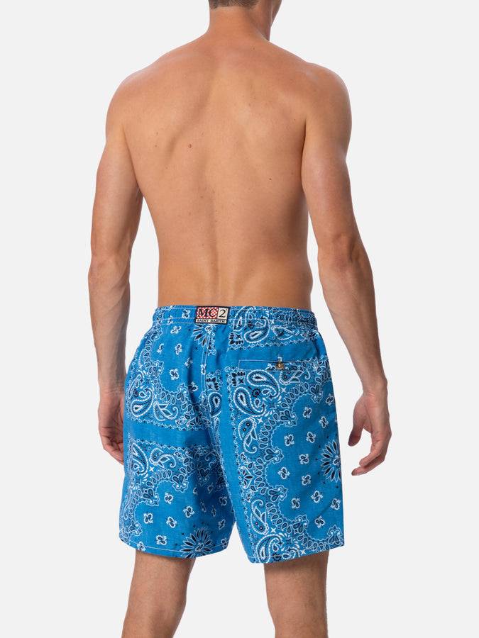 Mc2 Saint Barth Costume Da Bagno Da Uomo Di Media Lunghezza Bandana In Denim Caprese