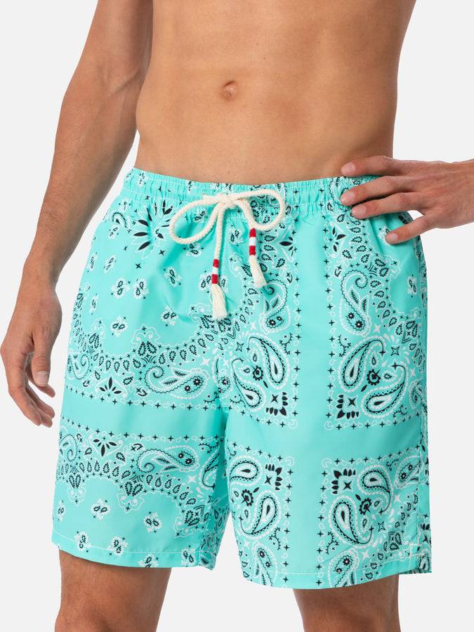 Mc2 Saint Barth Costume Da Bagno Da Uomo Di Media Lunghezza Bandana Verde Acqua Caprese