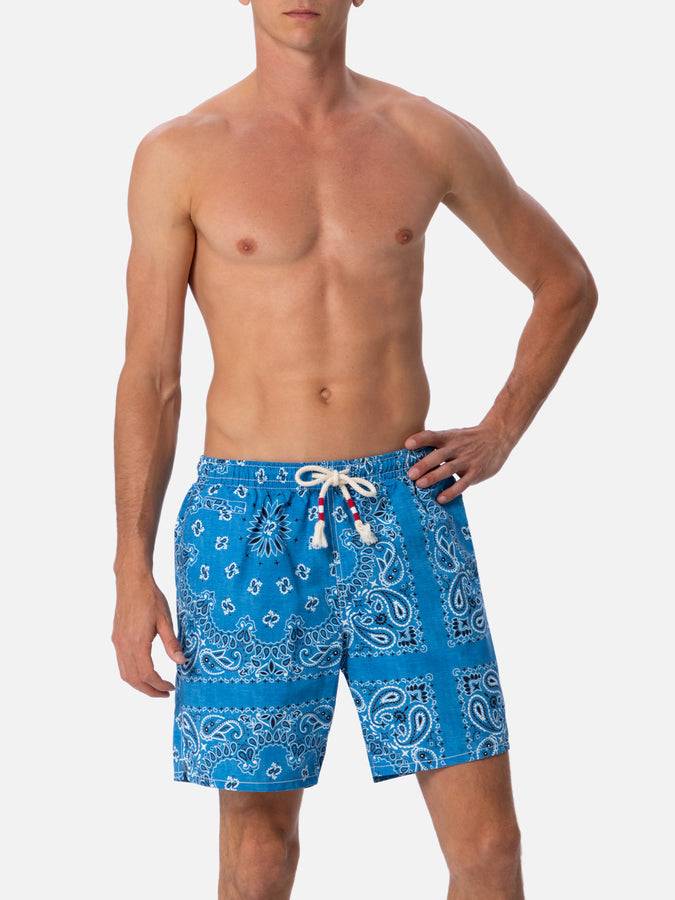 Mc2 Saint Barth Costume Da Bagno Da Uomo Di Media Lunghezza Bandana In Denim Caprese