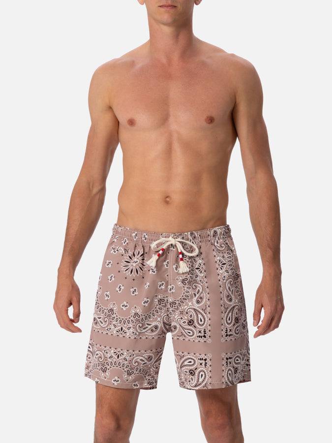 Mc2 Saint Barth Costume Da Bagno Da Uomo Di Media Lunghezza Bandana Beige Caprese