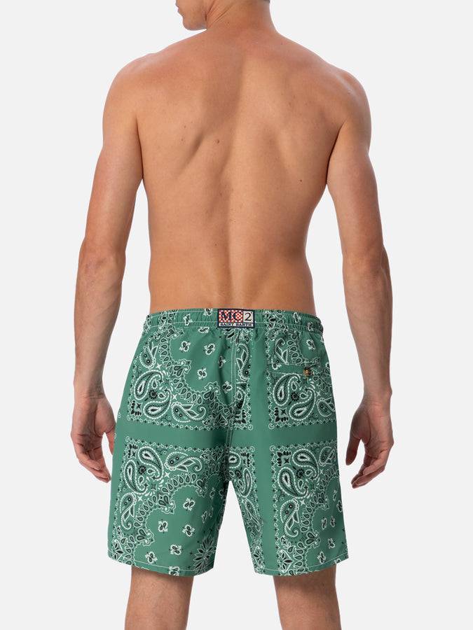 Mc2 Saint Barth Costume Da Bagno Da Uomo Di Media Lunghezza Bandana Verde Militare Caprese