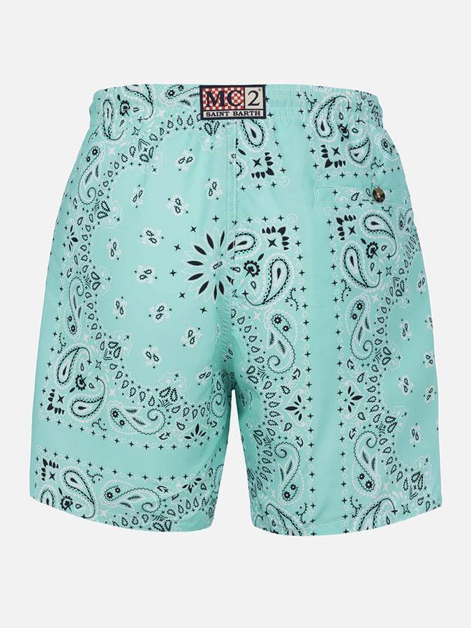 Mc2 Saint Barth Costume Da Bagno Da Uomo Di Media Lunghezza Bandana Verde Acqua Caprese