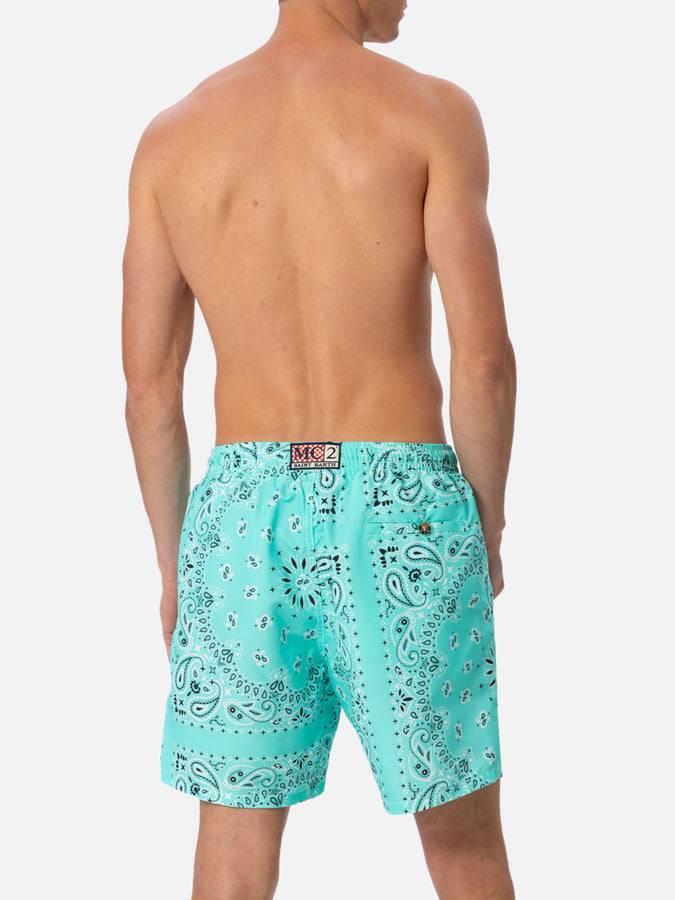 Mc2 Saint Barth Costume Da Bagno Da Uomo Di Media Lunghezza Bandana Verde Acqua Caprese