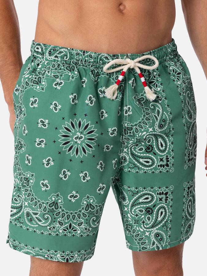 Mc2 Saint Barth Costume Da Bagno Da Uomo Di Media Lunghezza Bandana Verde Militare Caprese