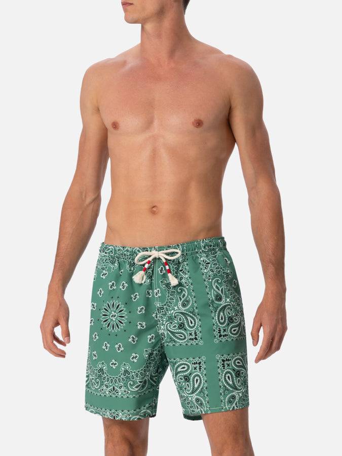 Mc2 Saint Barth Costume Da Bagno Da Uomo Di Media Lunghezza Bandana Verde Militare Caprese