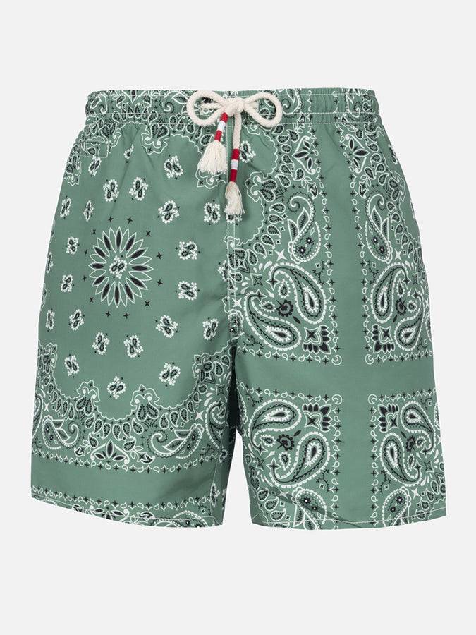 Mc2 Saint Barth Costume da bagno da uomo di media lunghezza bandana verde militare Caprese