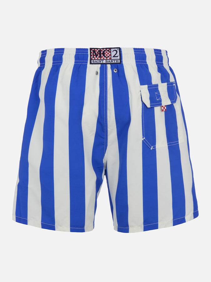 Mc2 Saint Barth Costume Da Bagno Da Uomo Di Media Lunghezza Gustavia Rigato Con Ricamo St. Barth