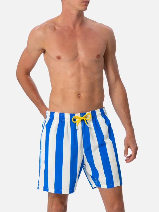 Mc2 Saint Barth Costume Da Bagno Da Uomo Di Media Lunghezza Gustavia Rigato Con Ricamo St. Barth