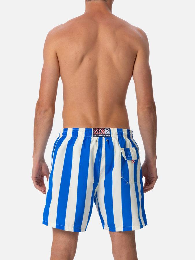 Mc2 Saint Barth Costume Da Bagno Da Uomo Di Media Lunghezza Gustavia Rigato Con Ricamo St. Barth