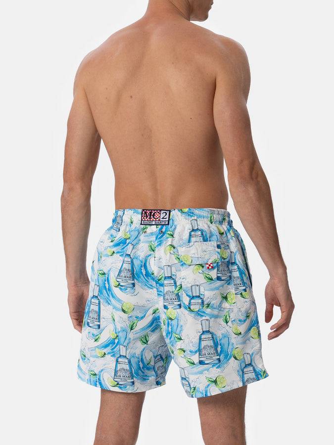Mc2 Saint Barth Costume Da Bagno Da Uomo Gustavia Lunghezza Media A Righe Con Stampa Gin | GIN MARE EDIZIONE SPECIALE