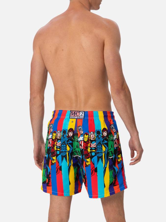 Mc2 Saint Barth Costume Da Bagno Da Uomo Gustavia Lunghezza Media Con Stampa Piazzata Dei Personaggi Marvel| EDIZIONE SPECIALE MARVEL