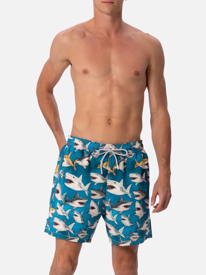 Mc2 Saint Barth Costume Da Bagno Da Uomo Gustavia Lunghezza Media Con Stampa Squali | AI CO-CREATED DESIGN BY RICKDICK - POWERED BY RED-EYE