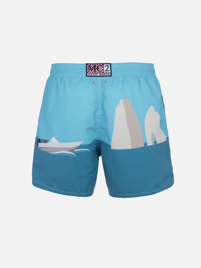 Mc2 Saint Barth Costume Da Bagno Da Uomo Gustavia Lunghezza Media Con Stampa Piazzata Capri