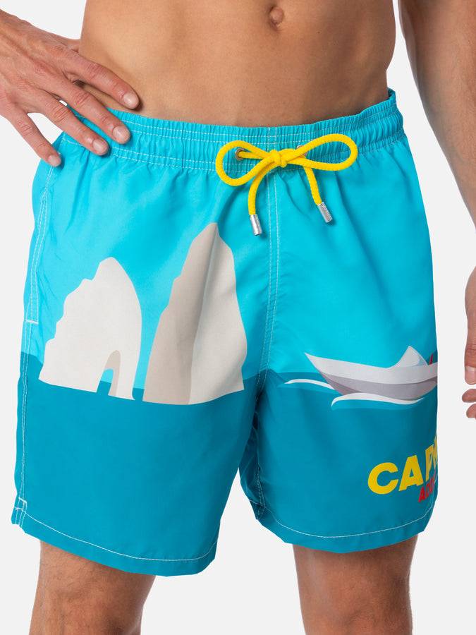 Mc2 Saint Barth Costume Da Bagno Da Uomo Gustavia Lunghezza Media Con Stampa Piazzata Capri